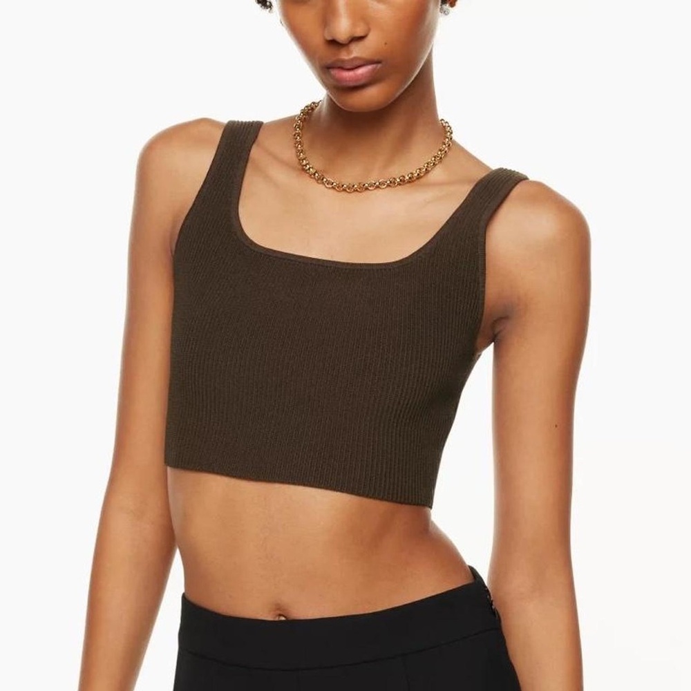 Aritzia Babaton Purple Ribbed Crop Tank Top